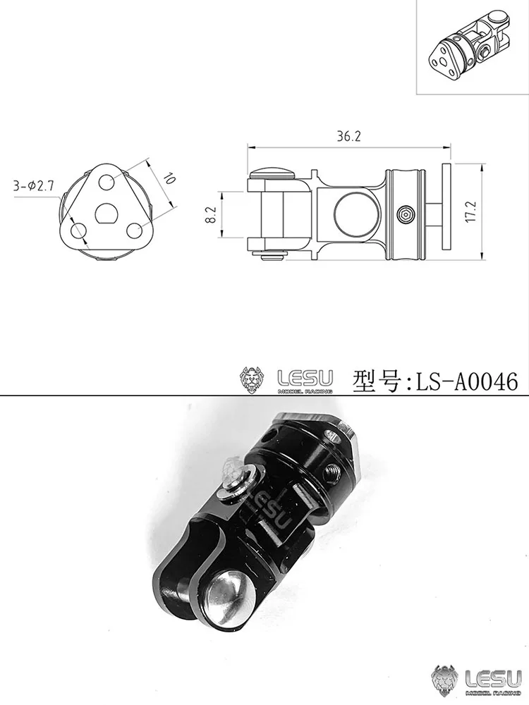 LESU Für 1/14 Baumaschinen Ferngesteuertes Spielzeug DIY Modifizierter Hubarm-Verbinder CVD Universalgelenk LS-A0046 – Detail 7