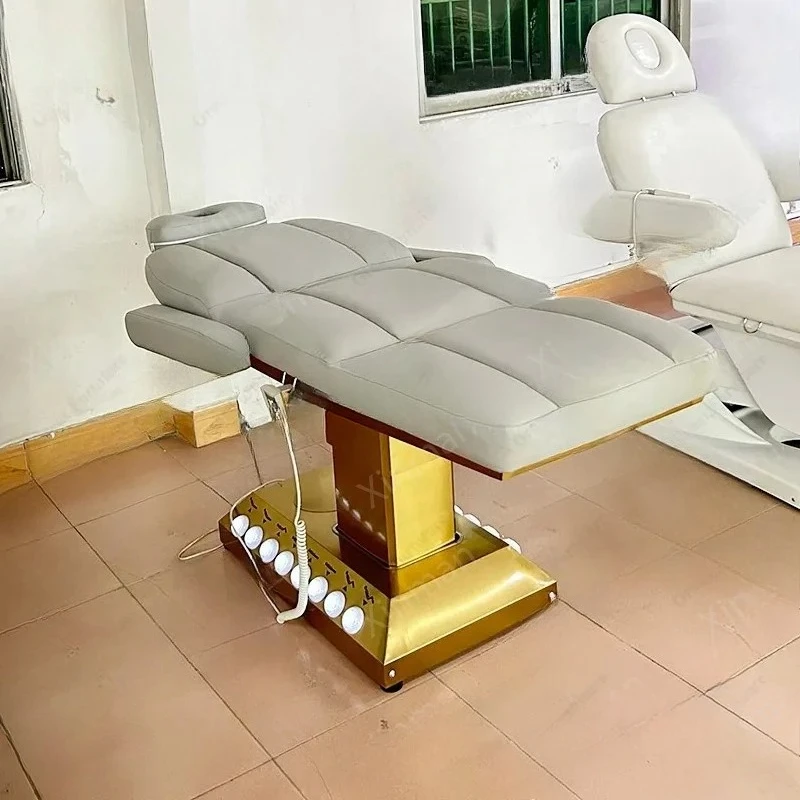 

*Gray Gold Eyelash Extension Bed Multi-Motor Facial Spa Table Luxury Massage Bed