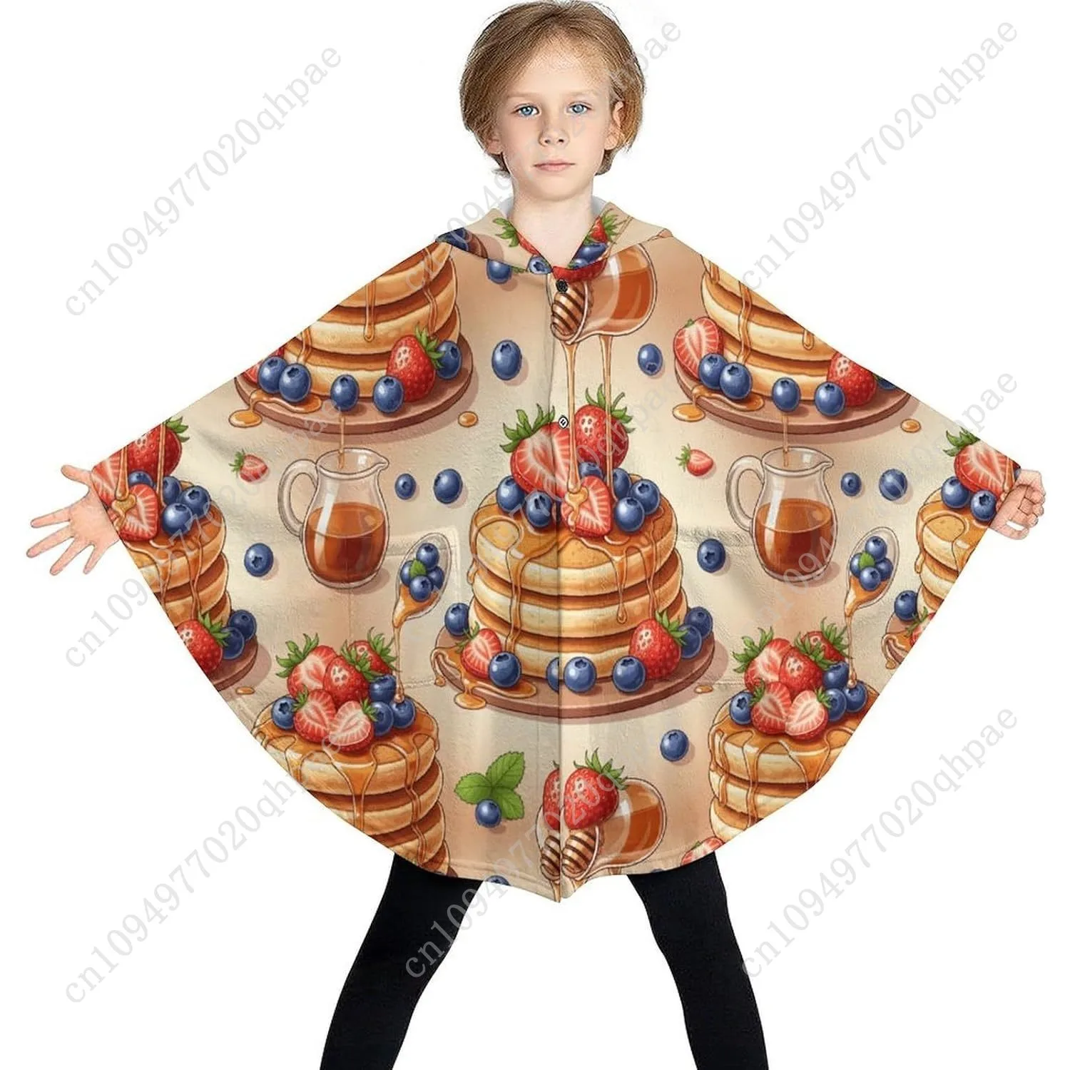 سترة بطانية مريحة من الفلانيل، كومة فطيرة مع هوديي كبير الحجم من التوت مع جيوب للأطفال والمراهقين