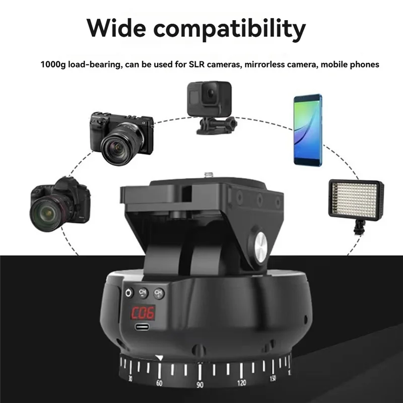 AA60-YT-1200 Auto Motorized Rotating Panoramic Remote Control Pan Tilt Video Tripod Stabilizer For Smartphone Cameras