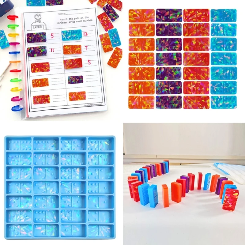 Dominoes Ornament Crafts Decoration Mold Epoxy Resin DIY Craft for Home Decor K3KF