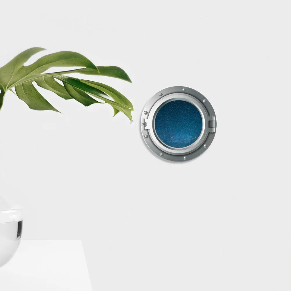 ملصق حائط ثلاثي الأبعاد مقاوم للماء وقابل للإزالة على شكل نافذة طائرة الكون لتزيين غرفة النوم وغرفة المعيشة