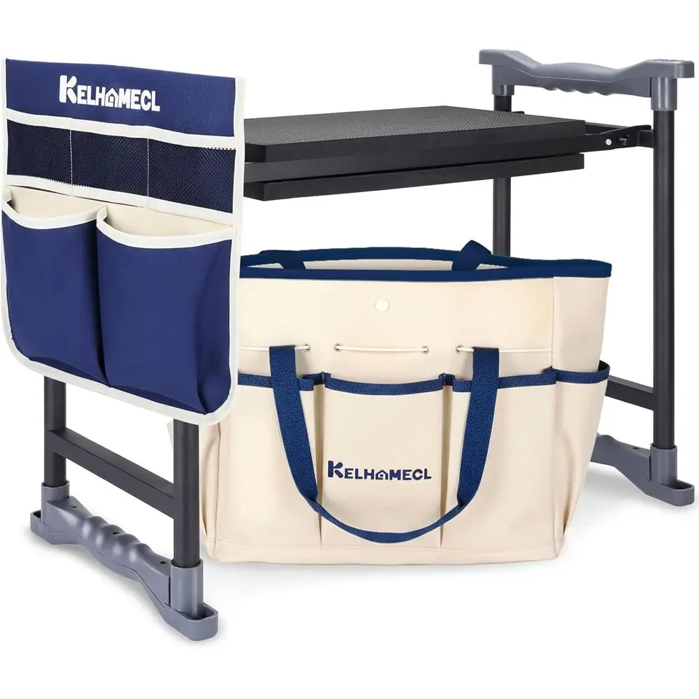 

Extra Wide Thick EVA Garden Kneeler Seat, Heavy Duty Bench for 350lbs, Ergonomic Stool with Tool Pouches for All Ages