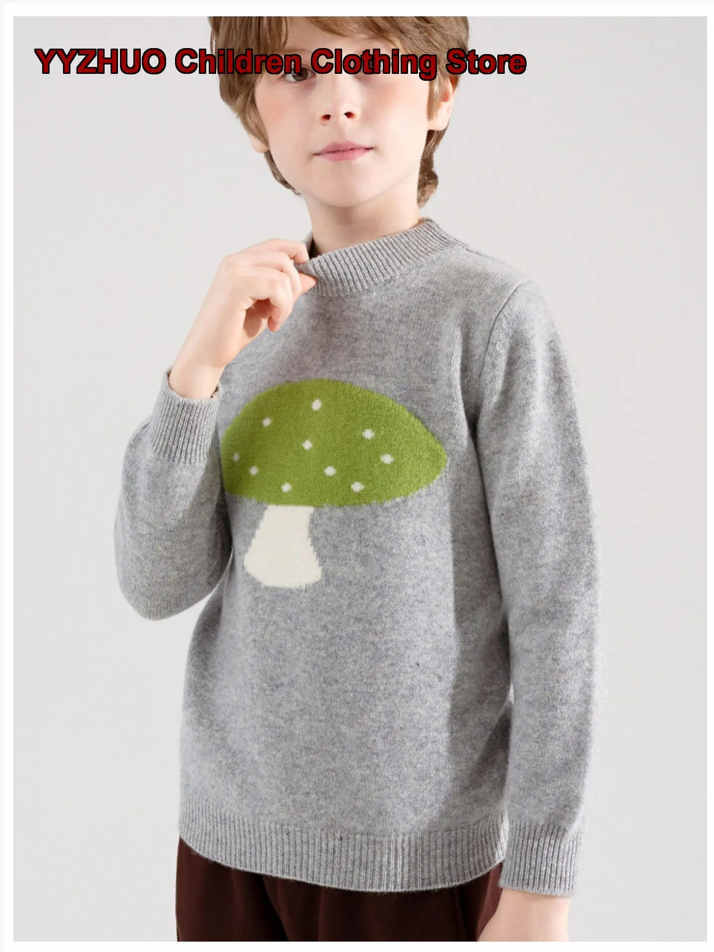 Girls Sweater Thickened Children's Cashmere Jacquard Mushroom Knit Top Base Layer Baby Kids Older Kids