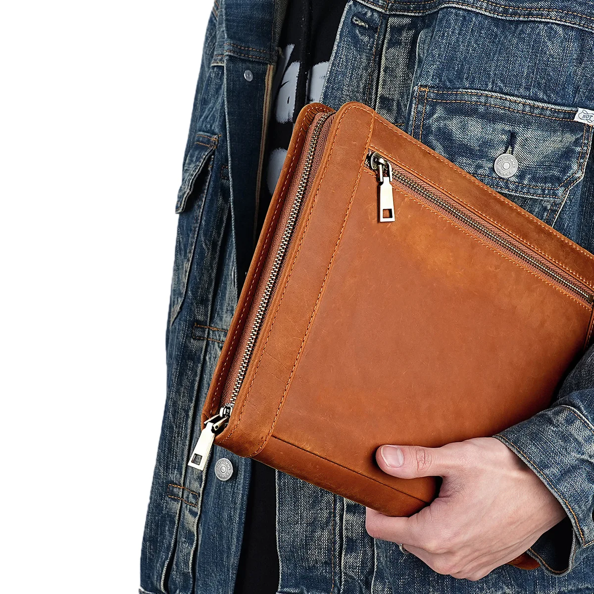 Suitable for Apple Pro10.5Ipad Genuine Leather Cosmetics Bag Hand Tablet Bag iPad 9.7inch Protective Cover