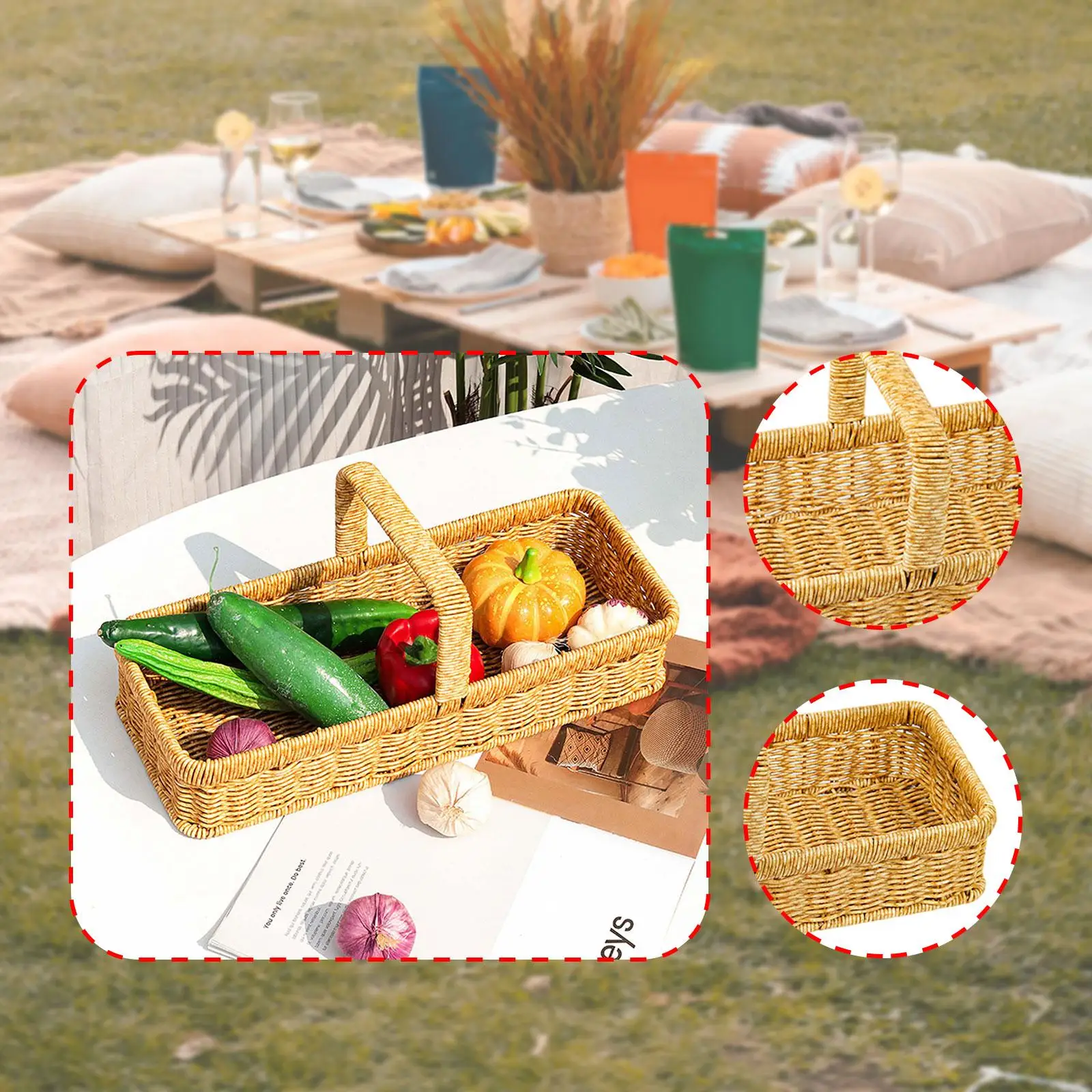 

Shopping Basket Spacious Practical Decorative Versatile Farmhouse Multipurpose Storage Basket for Kitchen Shoppping Camping Home