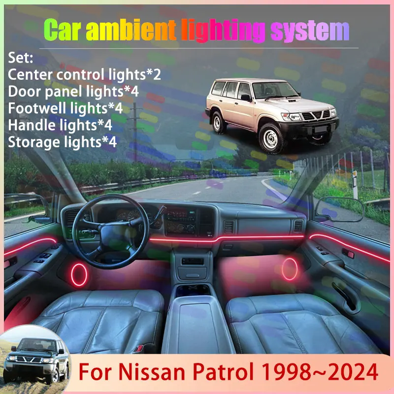 

For Nissan Patrol 1998~2024 1999 2000 Y61 MK5 5th 2/18 in 1 Car Atmosphere Light Lamp RGB Shade Ensemble Streamer Atmosphere Set