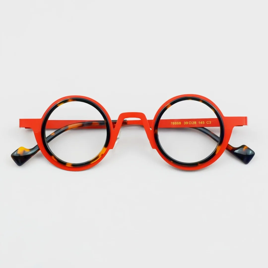 

High Quality Retro Dual-Tone Round Frames Acetate Blue Light Blocking Glasses UnisexCustomizable For Prescription Reading Lenses