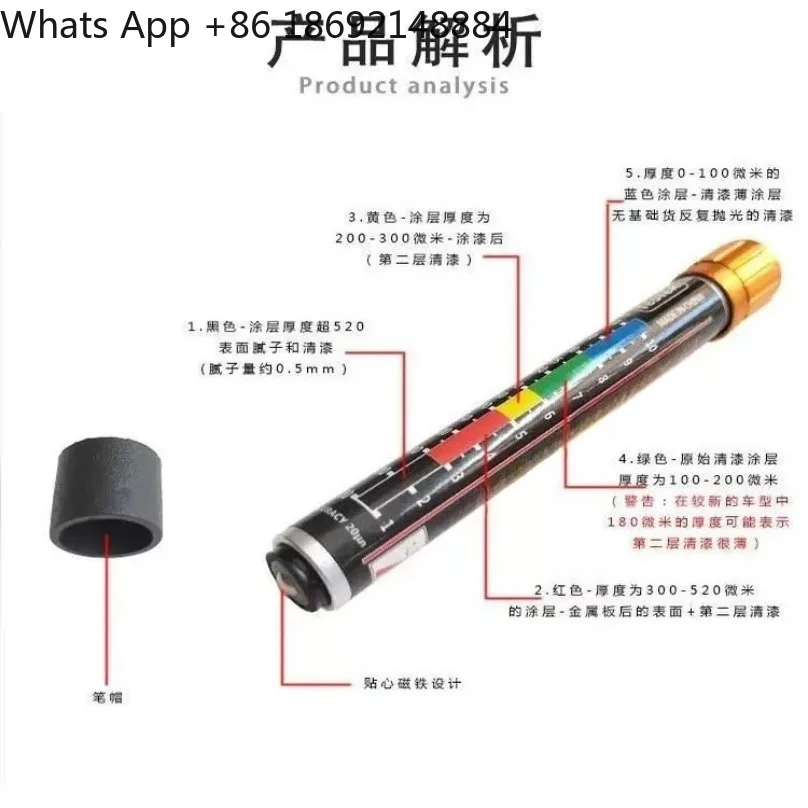 Portable Coating Thickness Tester Pen Car Paint Film Thickness Measuring Detector