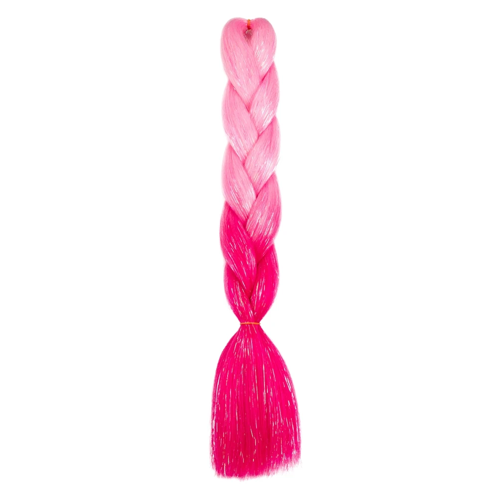 Synthetische Ombre 24Inch Glitter Jumbo Vlechten Extensions Sparkle Regenboog Gekleurde Vlechten Haar Voor Vrouwen Groothandel Diy Kapsel