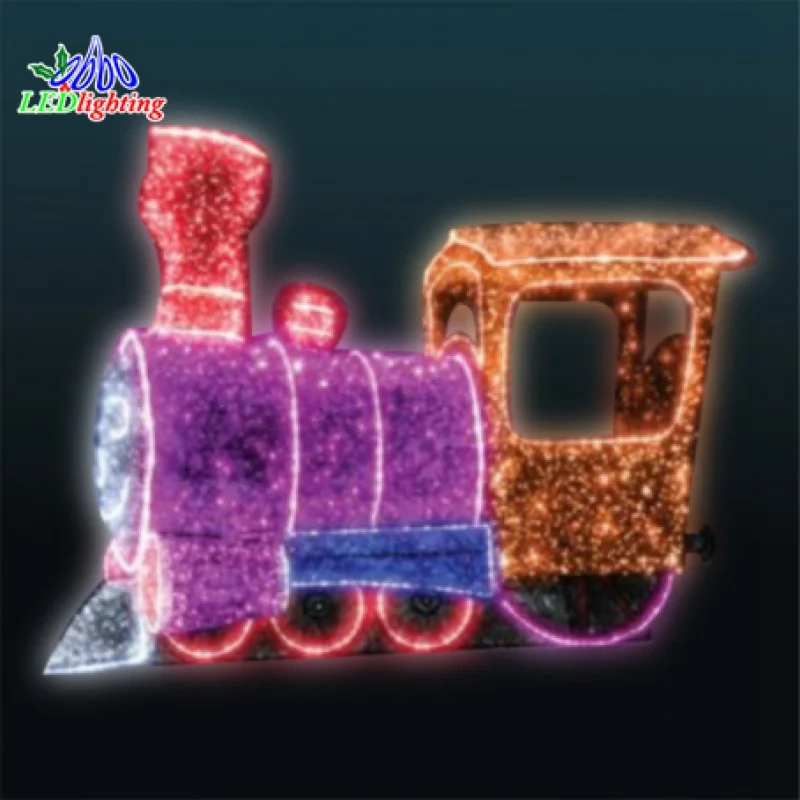 

custom.2023 New design LED Outdoor decoration holiday illuminated 3D 2D Train sculpture Motif Lights