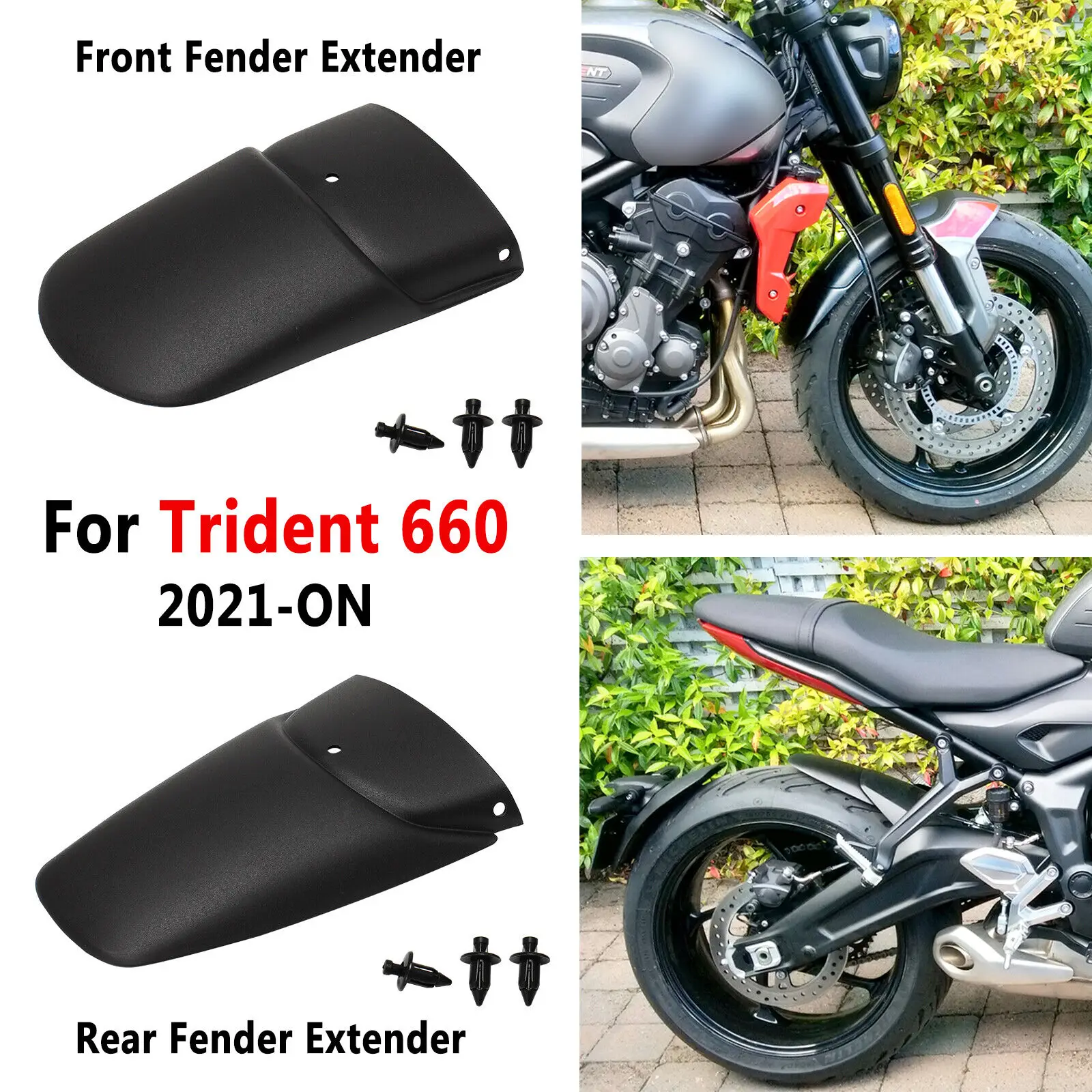 

Front/Rear Fender Extender For Triumph Trident 660 2021-ON Wheel Hugger Black