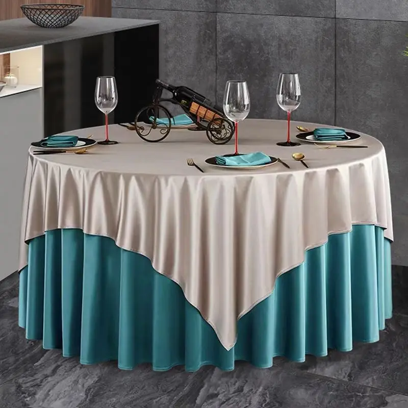 

2024 Tablecloth Fabric Thickened High Grade Satin Fabric Club Banquet Hall Round Tablecloth