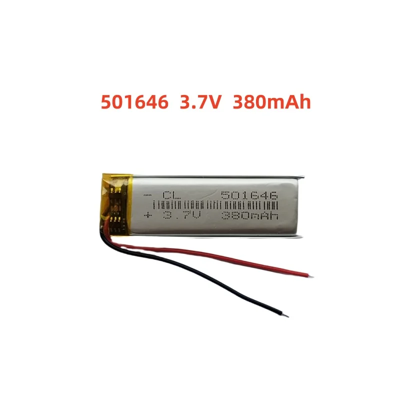 3.7V 380mAh Li-Polymer Replacement Li Lipo Battery 501646 JST 2Pin 1.0/1.25/1.5/2.0/2.54mm Connector For GPS Camera LED