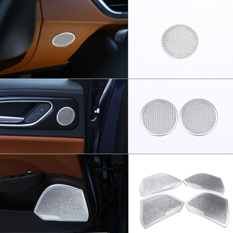 For Alfa Romeo Giulia 2017 2018 2019 2020 Aluminum Alloy Car Door Speaker Cover Trim Sticker Car Interior Accessories