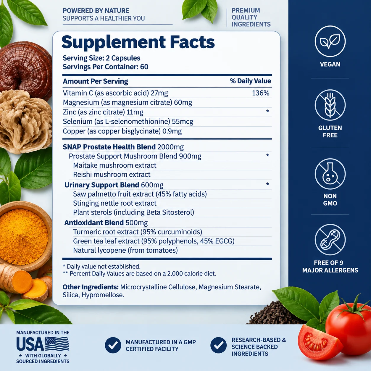 Prostate Health - Antioxidant, Regulate Hormonal, Improve Urinary Tract Problems, Bladder Control, Metabolism, Boost Immunity