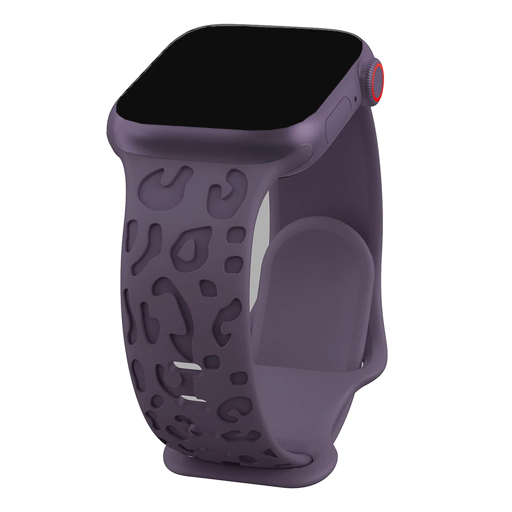 Graviertes Leopardenarmband für Apple Watch Ultra2 3 Band 49 mm 44 41 40 45 38 mm Silikonarmband Iwatch Serie 98765SE 10 11 46/42 mm
