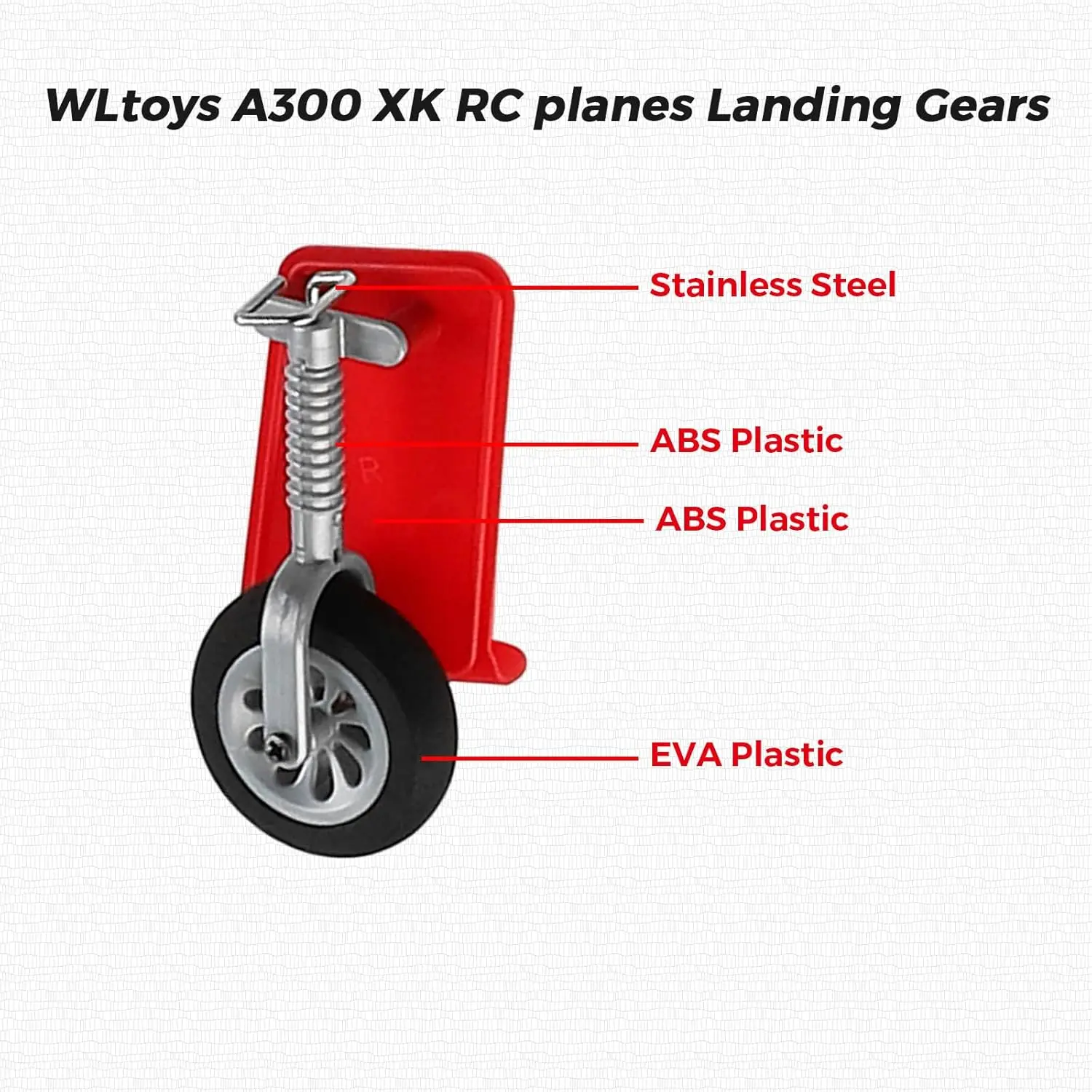 Roue de train d'atterrissage pour avion WLtoys A300 Beechcraft D17 RC, pièces de rechange pour avion RC sans balais WLtoys, pièces d'avion planeur (rouge)