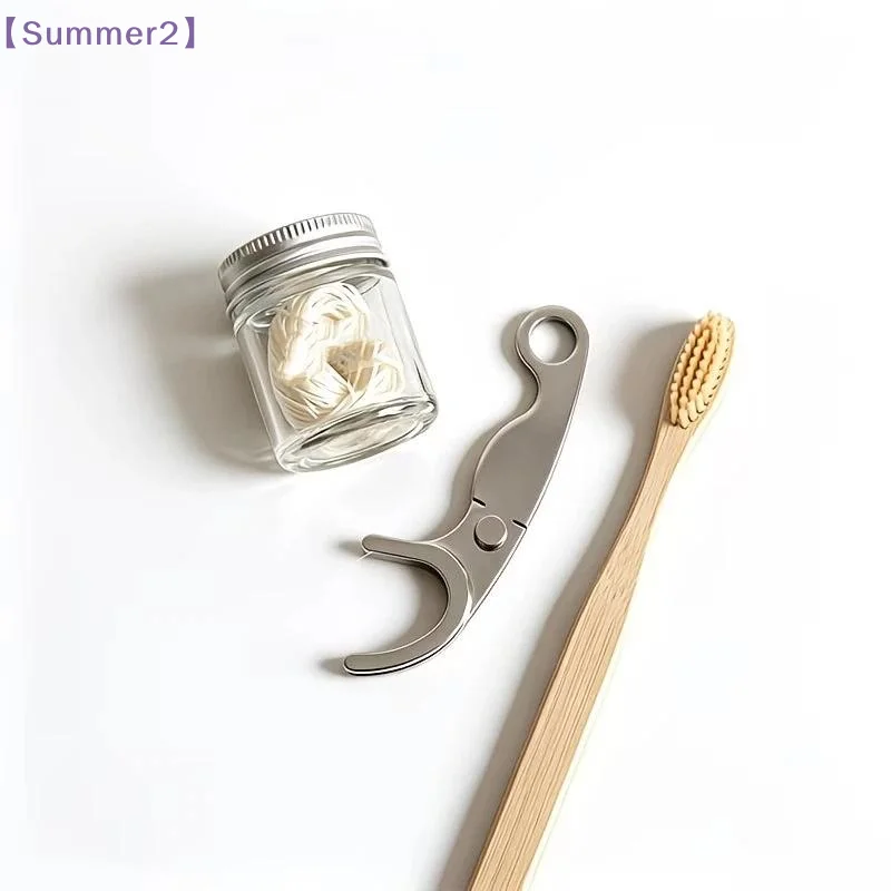 【Xia2】1/3 Set Stainless Steel Dental Floss Holder With 50M Floss Reusable Floss Pick Portable Oral Care Tool For Daily Oral Care