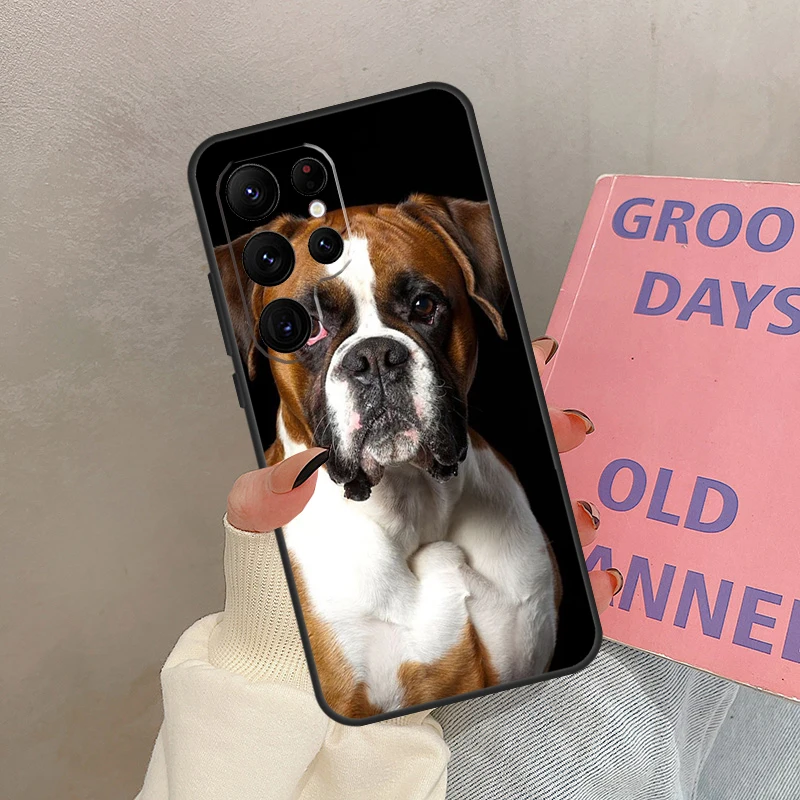 Etui z motywem psa rasy boxer na Samsung Galaxy S25 Ultra S20 S21 S22 S24 S23 Ultra S9 S10 Plus S25 FE Cover Coque