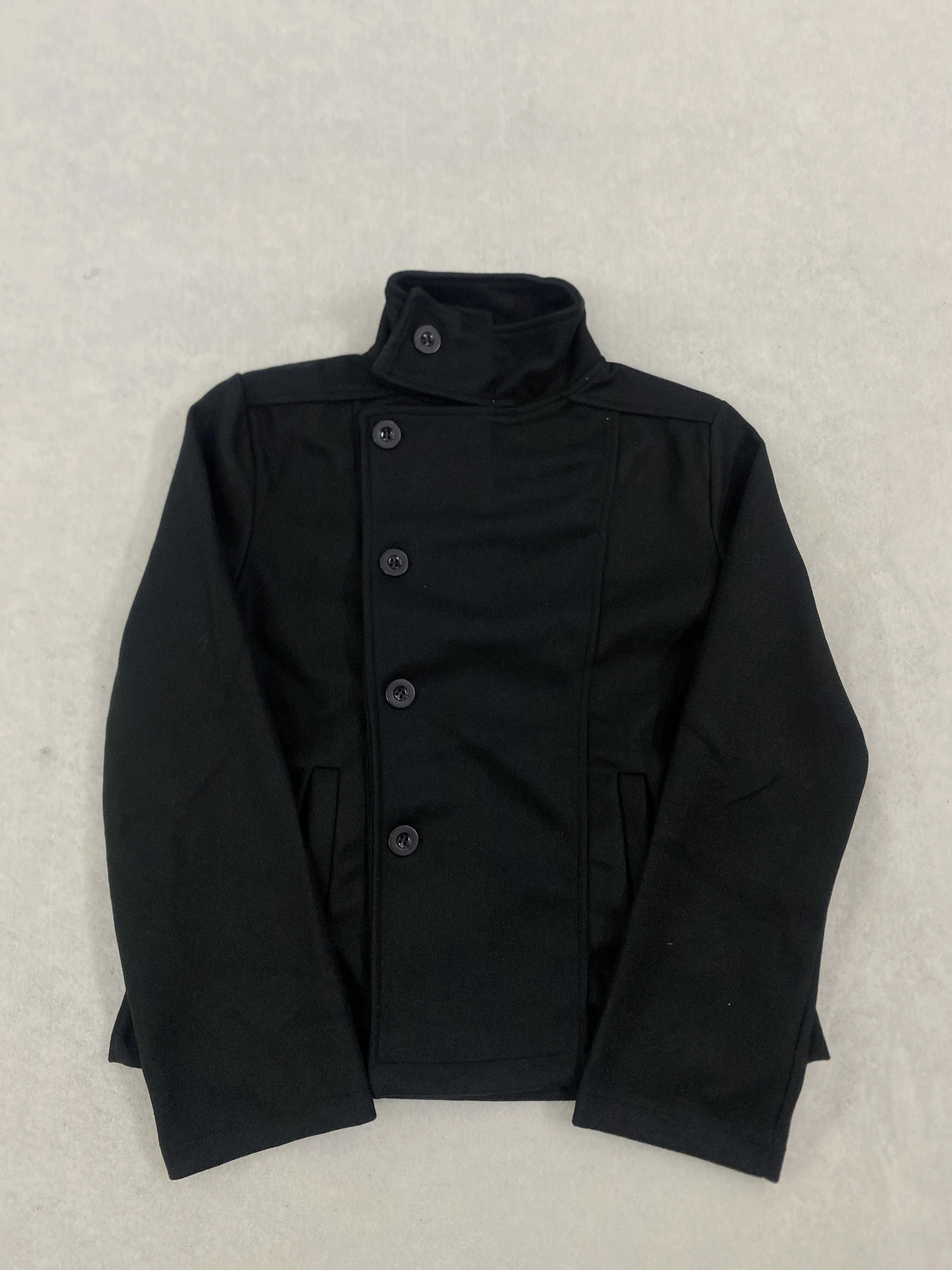 

High street retro style solid color stand up collar button long sleeved jacket American casual comfortable versatile jacket top