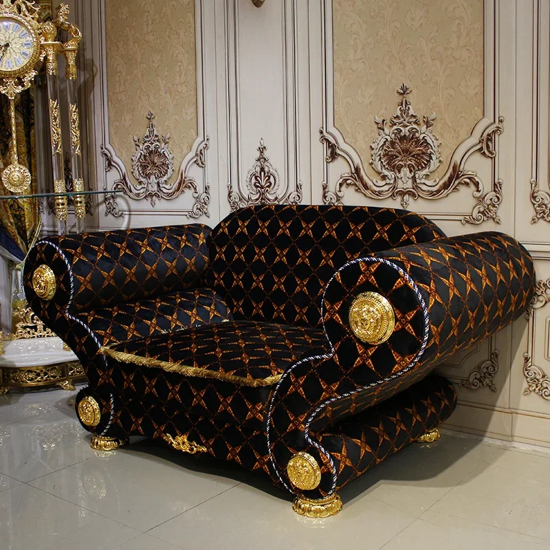 Living room high-grade European comfortable single sofa Villa hall master leisure gold-plated carved luxury sofa chair