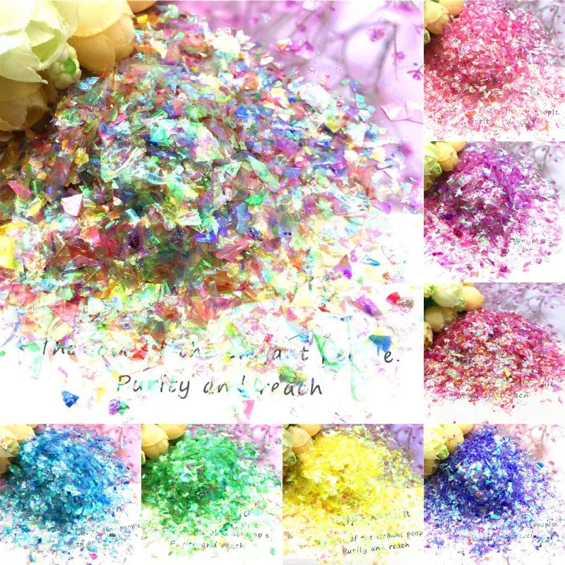 Irregular Shell Paper Sequin DIY Nail Flakies Colorful Paillettes Glitter Nail Art Sequins for 3D Nail Art Decoration 10-500g