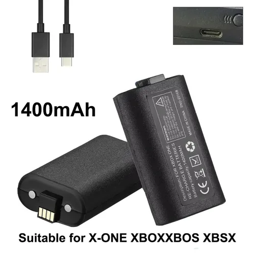Imagen 1 del producto Para Xbox One X S Play y Charge Kit Paquete de batería recargable de polímero de litio y cable de carga