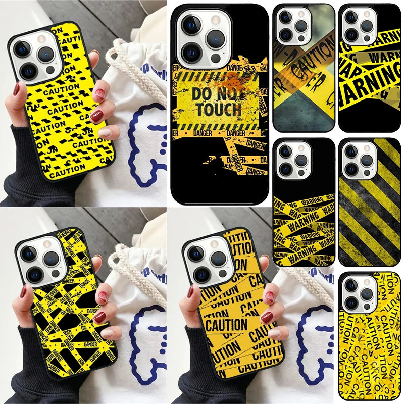 Funny Caution tape Danger Cover For iPhone 16 13 14 15 Pro Max 12 Mini 11 15 Pro Max 6 7 8 Plus Max SE 2020 Phone Case