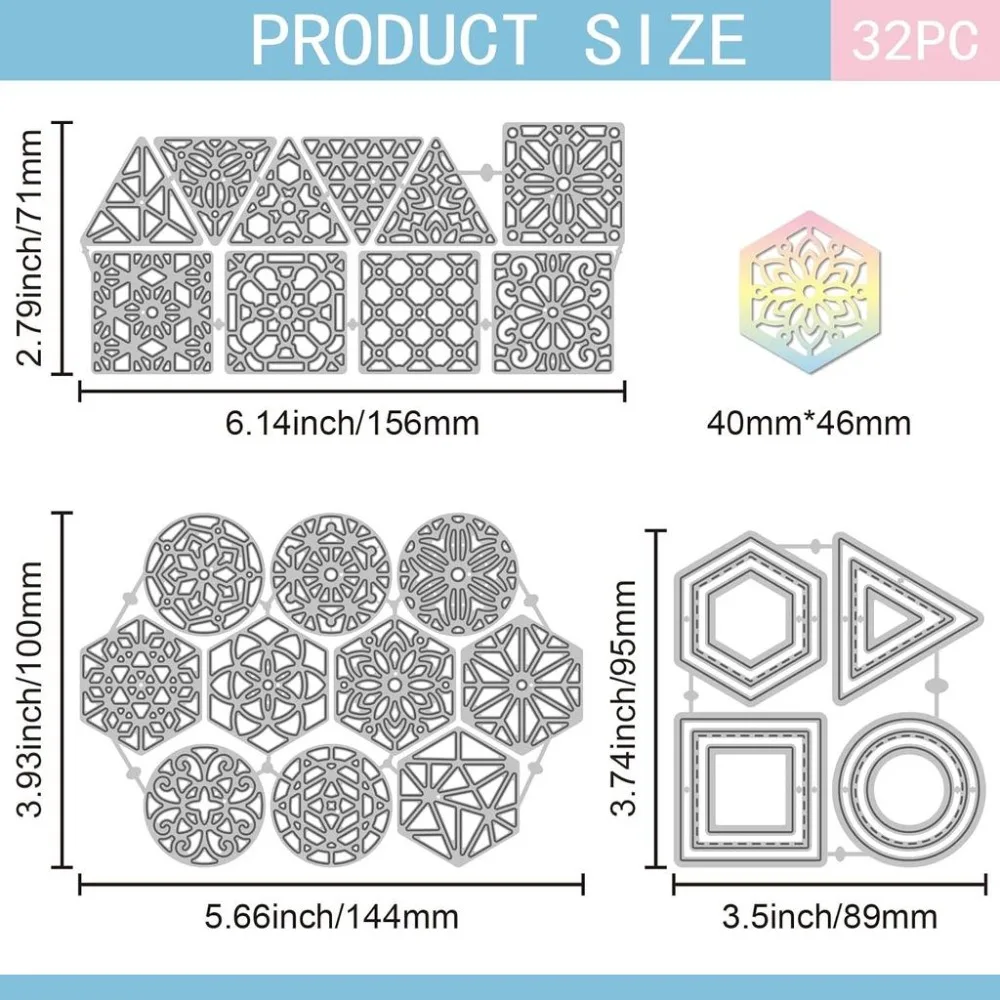 Polygonal Layered Card Background Cutting Dies for Card Making Frames Die Cuts Triangle Square Borders Metal Die Cut Dies