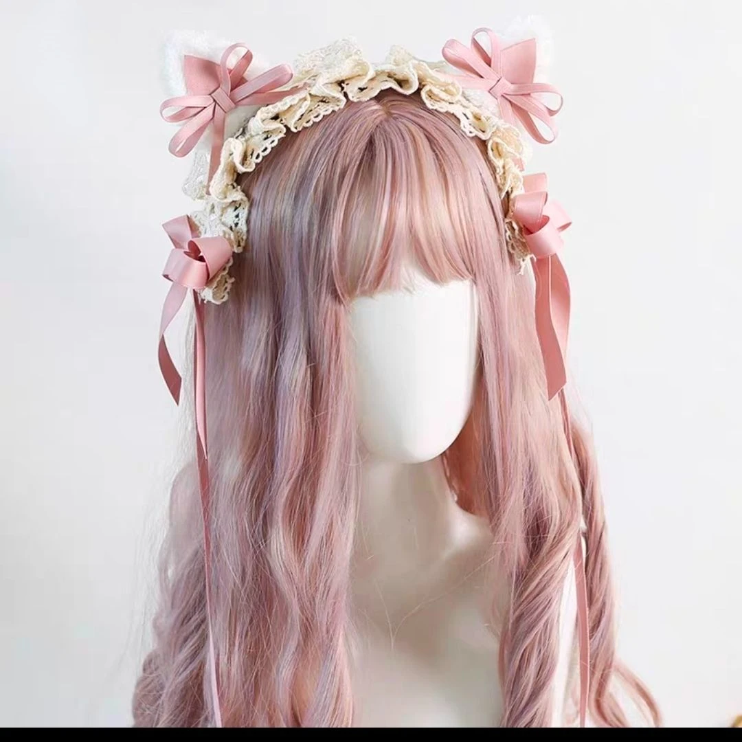 Coalfell Generate Lolita Cat Ears Hair Strap Bow Hair Clip KC Japanese Lolita Girl Headwear Lolita Cat Ears Headband