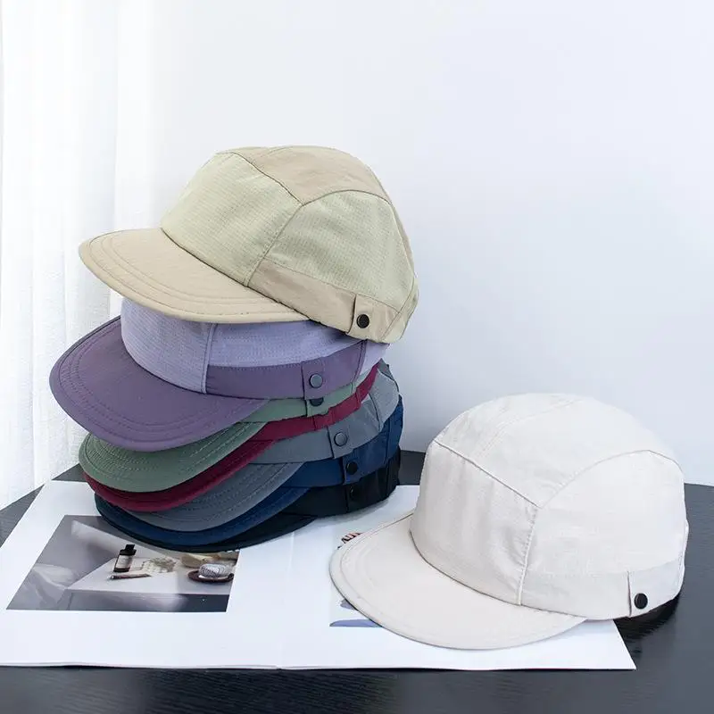الربط التجفيف السريع قبعات مسطحة الحواف للرجال والنساء الصيف عادية واقية من الشمس الرجعية 5-لوحة قبعة بيسبول