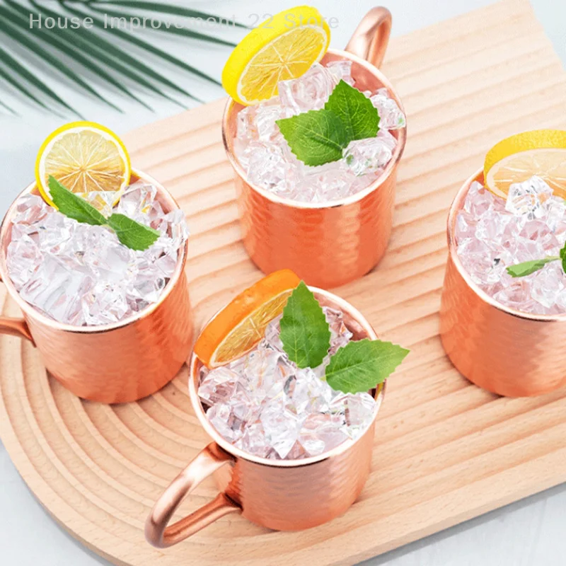500ml 100% Copper Moscow Mule Mug Cocktail Wine Cup Hammered Coppery Beer Mugs Coffee Mug Milk Cup Bar Cup Drinkware Durable