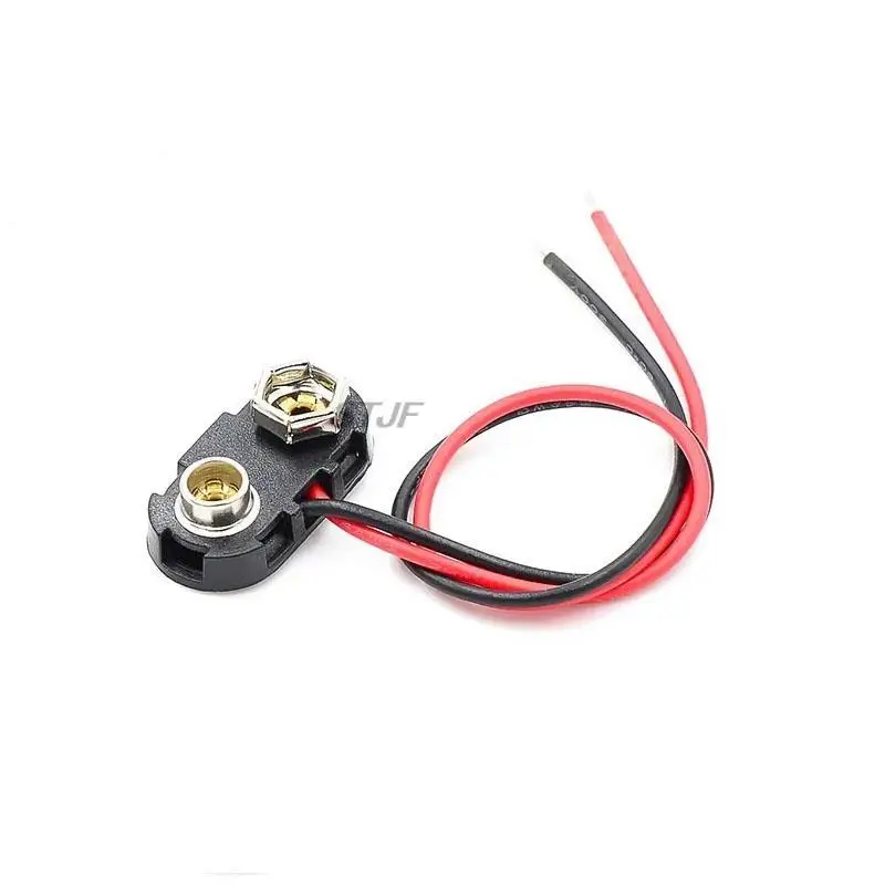 Bateria Clips Conector Buckle, Conexão do cabo vermelho preto, 9V, 15cm
