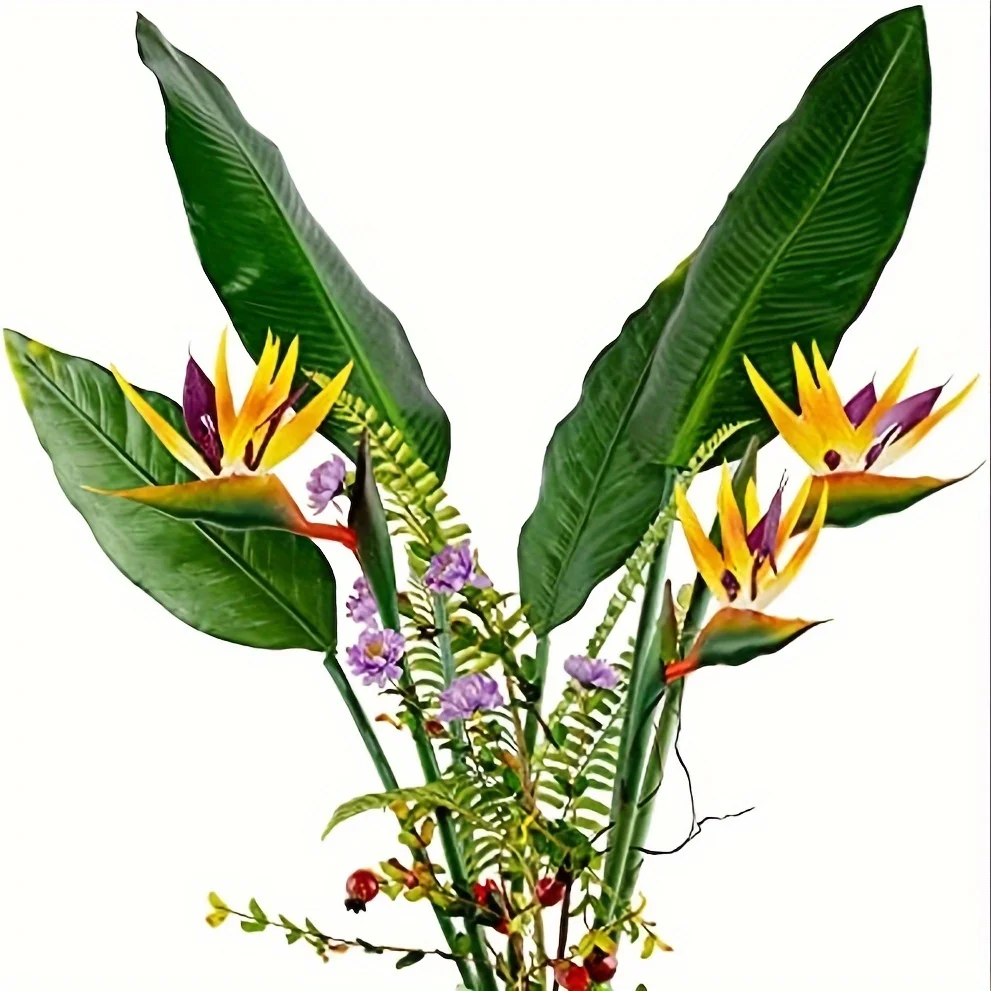 3Pcs Artificial Heaven Bird Flowers,Fake Bird of Paradise Strelitzia,Faux Silk Plants for Home Office Wedding Table  Decor