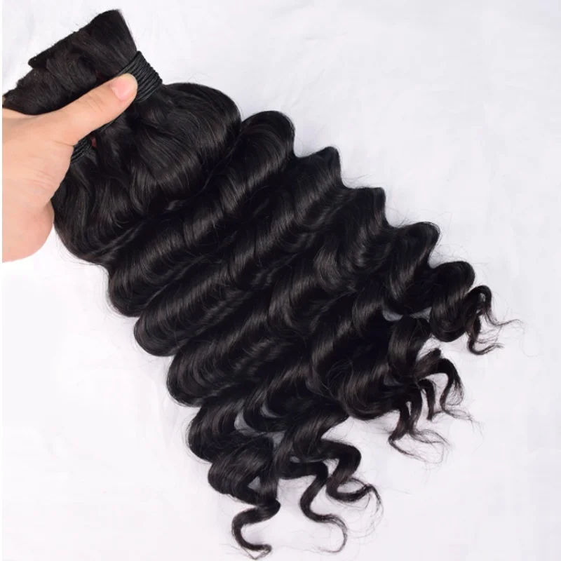 فضفاض موجة عميقة عذراء الشعر البشري الطبيعي لضفائر بوهو 14-24 بوصة 100 جرام البوهيمي الشعر البشري لتضفير وصلات شعر