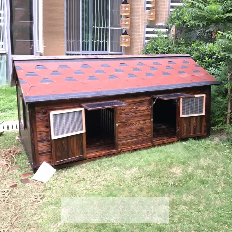 

TTOutdoor solid wood dog house removable and washable waterproof and warm four-season dog house winter super large