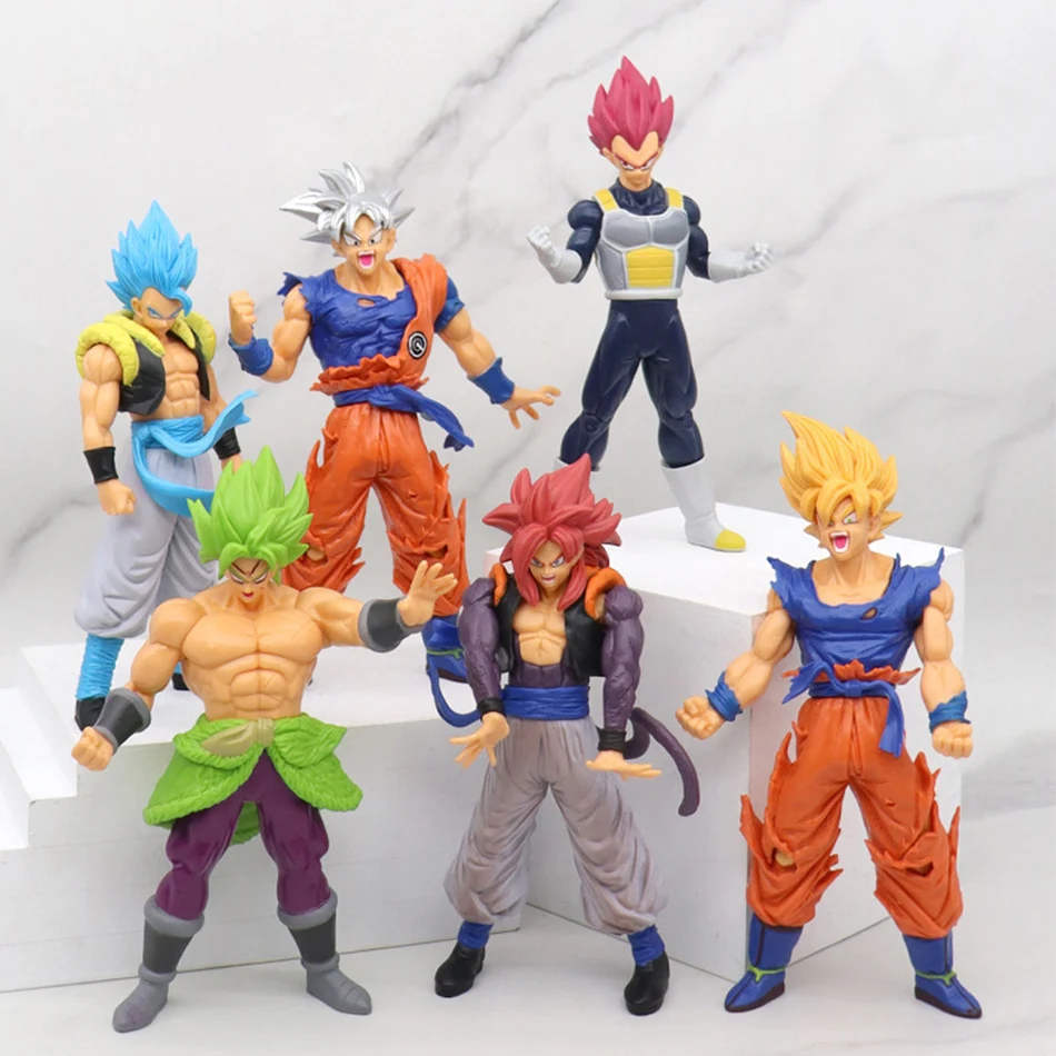 Anime dragon ball z super saiyan son goku broly vegeta anime figura de ação modelo presentes de natal estatuetas colecionáveis para crianças