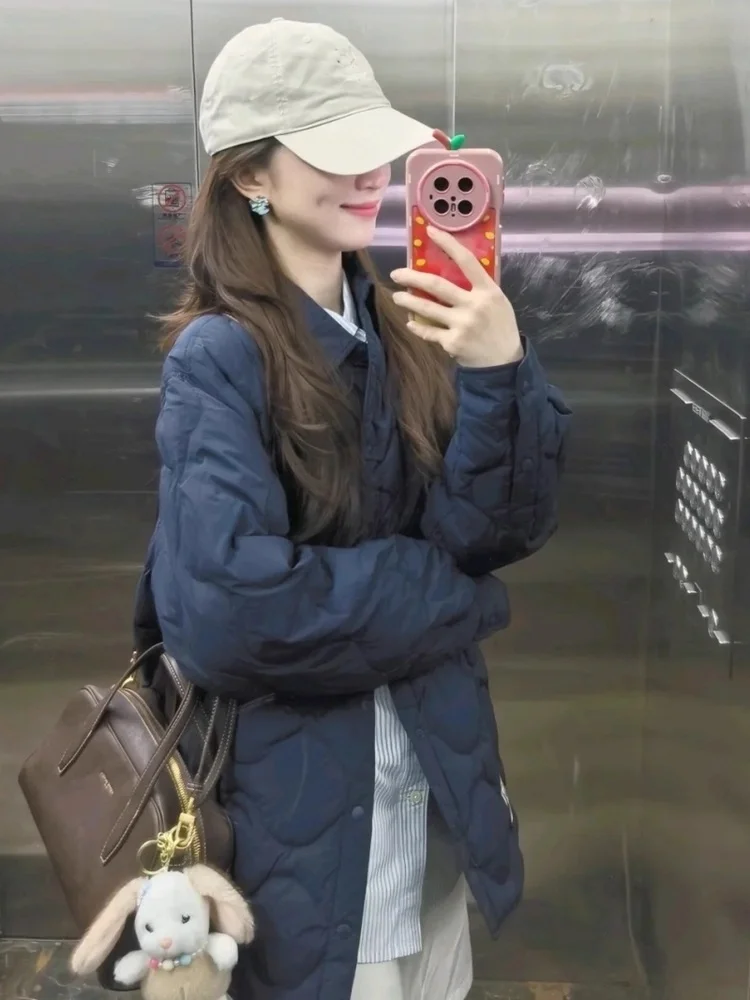 

Модное легкое хлопковое пальто для женщин, синее, на раннюю весну, уникальное, красивое, корейский стиль, свободный крой