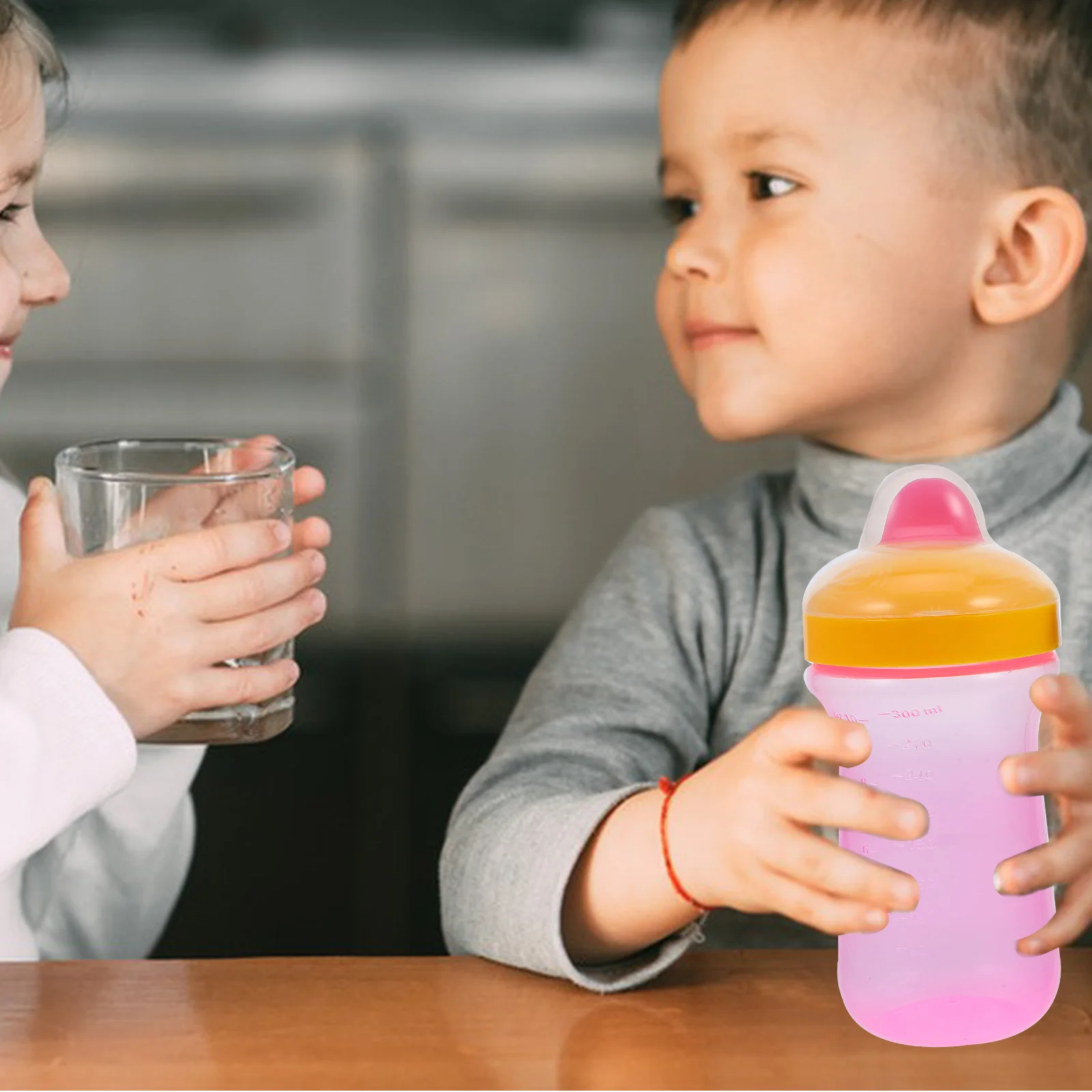 

2Pcs Baby Sippy Cups 300ml Spill Proof Silicone Training Cup Portable Infant Water Bottles for Toddlers 12-18 Months