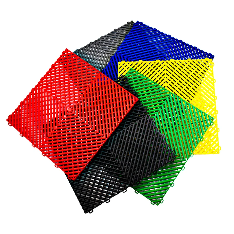 Hot Seller Pp Diy Floor Tiles High Duty Plastic Car Garage Floor Tiles Car washshop