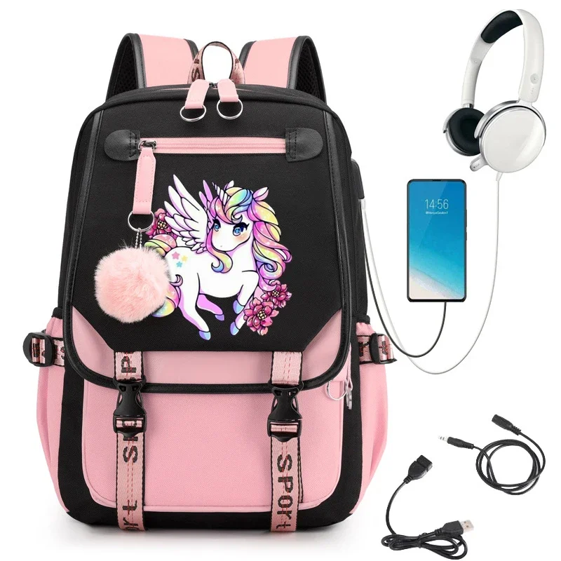 Primary School Backpack Bag Cute Anime School Bag for Girls Waterproof Bagpack Large Capacity Cartoon Unicorn Mochila Escolar