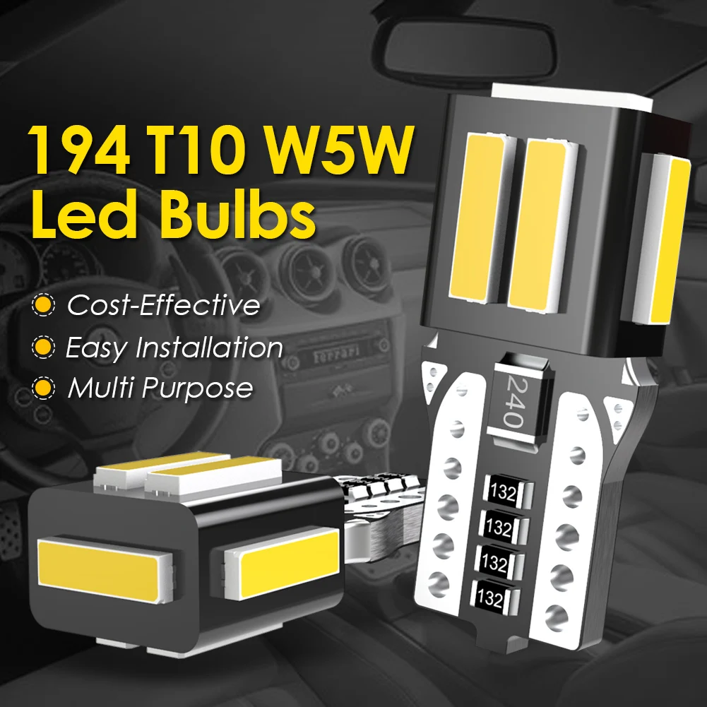 4Pcs W5W LED T10 Car Light LED Canbus No Error Automobiles Interior License Plate Lamp Car Parking Position Lights Bulb Orange