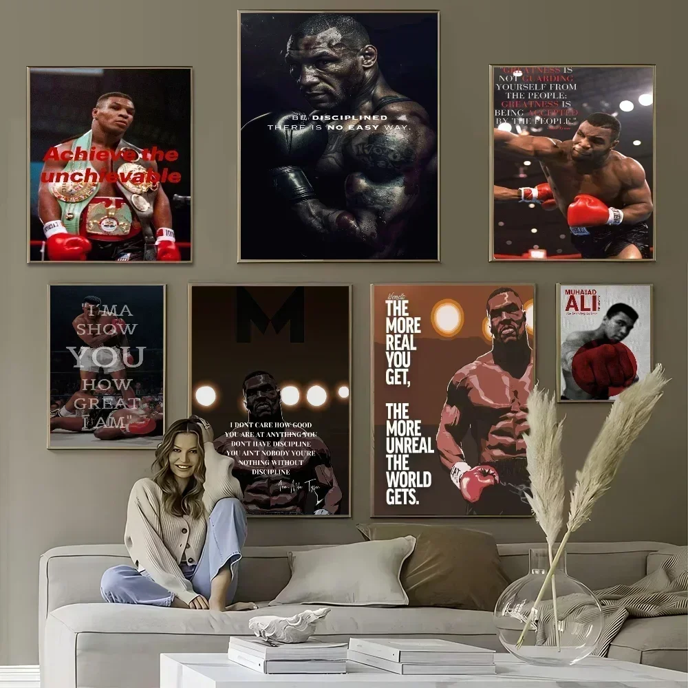 Mike Tyson Muhammad Ali Motivational Quote Classic Vintage Posters Whitepaper Prints Posters Artwork Kawaii Room Decor