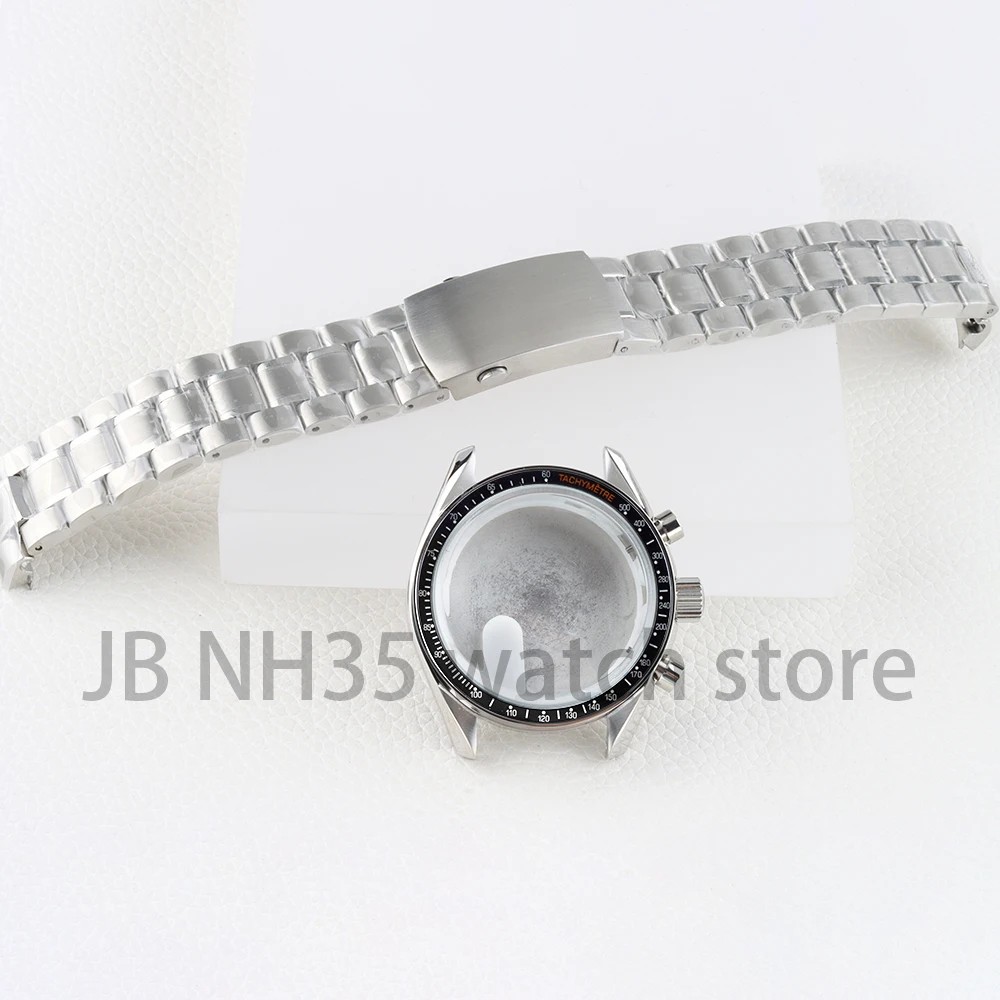 

VK63 Watch Case 40mm Silver for Chronograph VK63 VK64 Movement Solid 316L Stainless Steel Bracelet Waterproof Case 32.5mm Dial