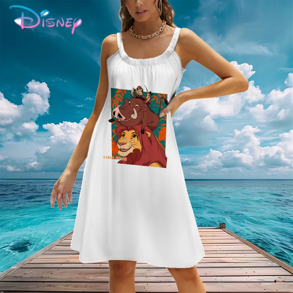 Disney-Robe de plage pour femme, vêtements bon marché, belle tenue de rue Kawaii, robes de soirée élégantes, le roi discutant, Sling, été Y2k, 2024