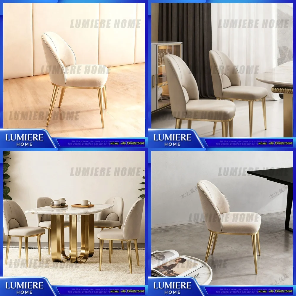 

Luxury Faux Leather Dining Chair Modern Minimalist Backrest Comfortable for Home Restaurant Hotel Simple Design PU Leather Seat