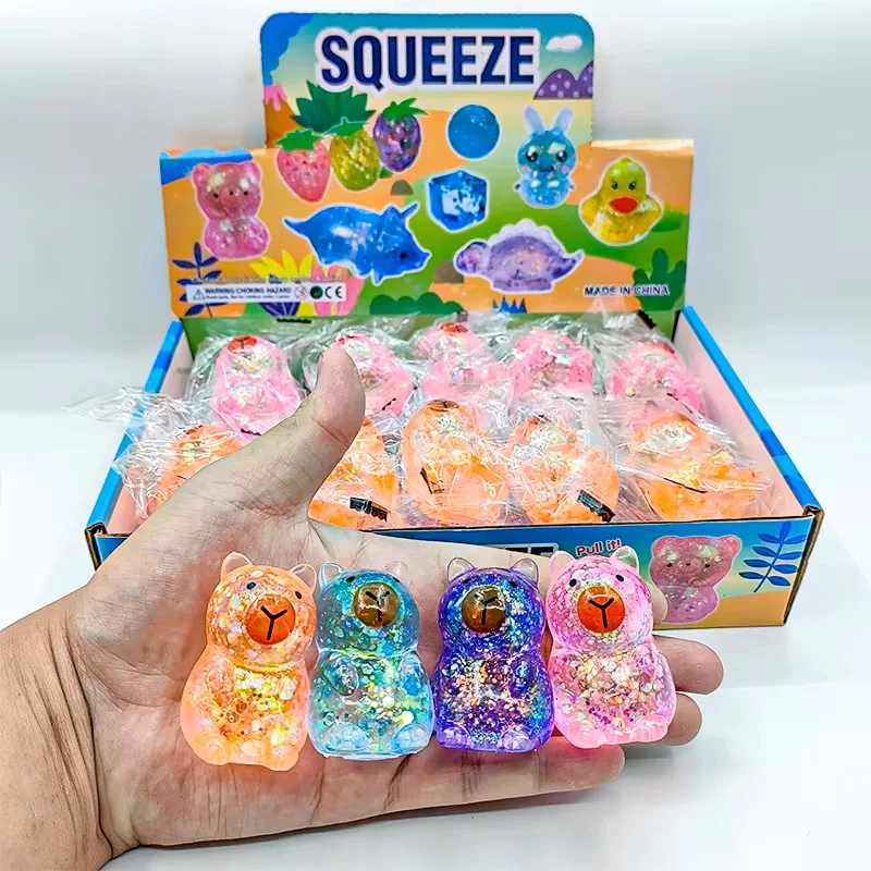 Cartoon-Capybara Entspannungsspielzeug Weiches Glitzer-Gummispielzeug Quetsch- und Stressabbau-Werkzeug Anti-Stress-Quetschspielzeug Geschenke