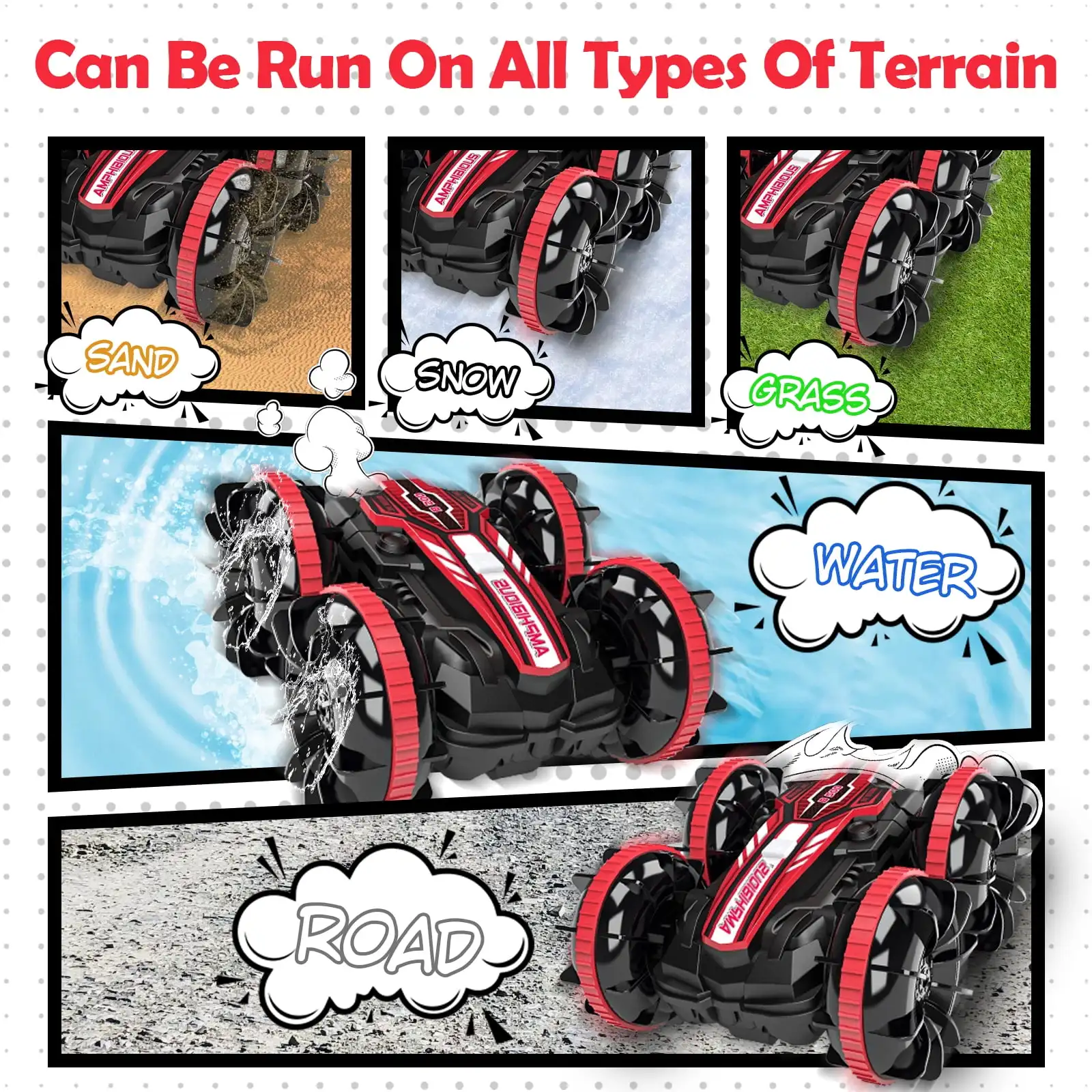 ألعاب للأولاد من سن 5 إلى 12 سنة، سيارة RC برمائية للأطفال، قارب تحكم عن بعد، هدايا مقاومة للماء، لعبة حمام السباحة #6