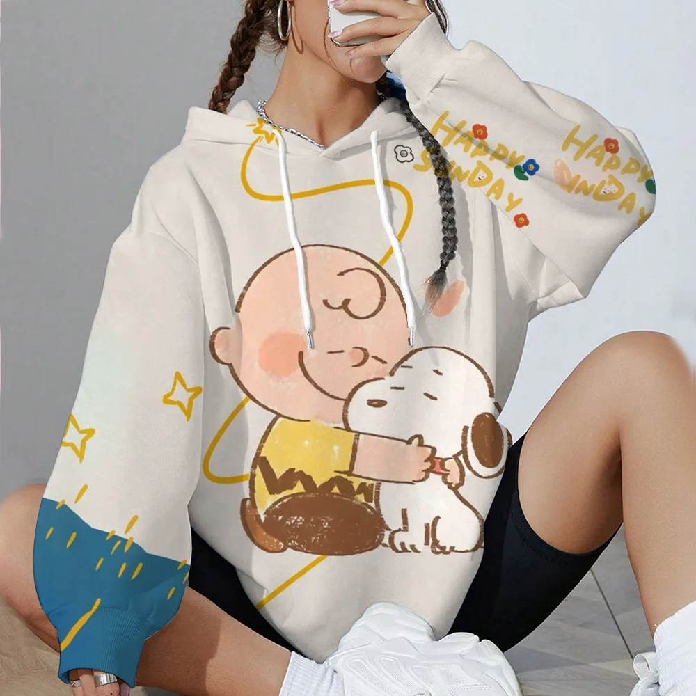 Cartoon Cute Snoopy Printed Autumn/Winter Women's Fashion Hoodie Round Neck Top Casual Women's Hoodie Sportswear Clothing